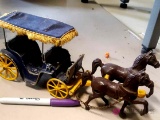 Vintage Stanley toys cast metal horse horse and buggy