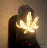 10 karat gold marijuana leaf ring