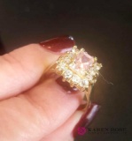 10 karat gold ring with pink stone