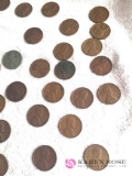 Wheat cents and one Canadian large cent