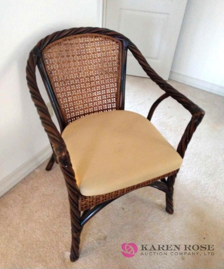 Wicker and bamboo chair