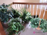 Five artificial green plants. Located upstairs