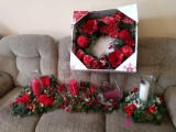 32 inChristmas wreath and four candle centerpieces