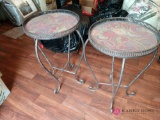 Two 14 inch round metal tables