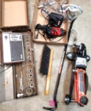 Tool lot including Jack, crowbar, safety glasses Hot heads only