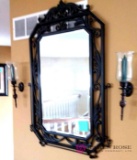 30 in by 45 in metal framed mirror with candle sconces