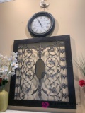 Iron wall decoration with mirror large clock