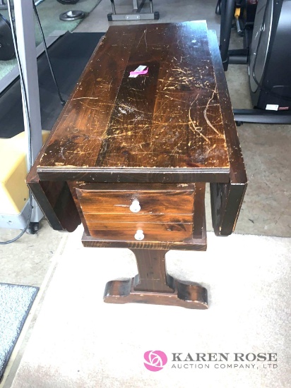 Drop leaf side table with drawer