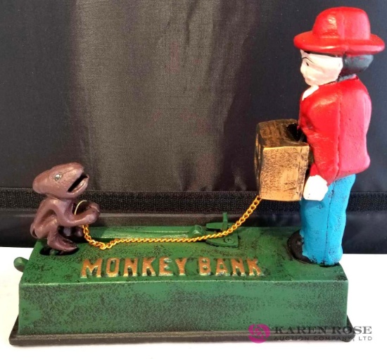 Monkey Cast Iron Mechanical Bank
