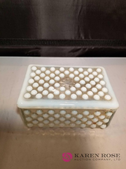 Hobnail Glass Box With Lid