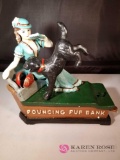 Pouncing Pup Cast Iron Mechanical Bank