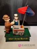 Hot Dog Vendor Cast Iron Mechanical Bank