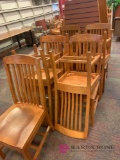 Lot of nine wood chairs