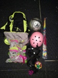 Children's rollerblades , pads, helmet, and more