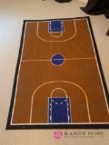 Basketball court rug, Three collector basketballs, small basketball hoop