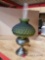 Metal Oil Lamp with Green Glass Shade