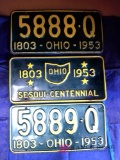 Lot Of Three 1953 License Plates