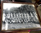 26 inch by 20 inch framed vintage boy scout picture b1