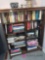 Book lot with vintage book shelf