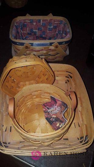 4 small Longaberger baskets 2002
