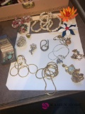 Assorted costume jewelry, some silver