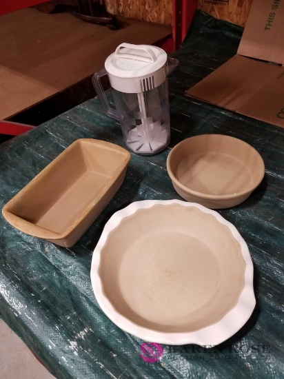 Pampered Chef Pitcher, Cake Pan, Bread Pan And Pie Plate