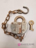 Vintage Burlington Northern Railroad Lock With Key