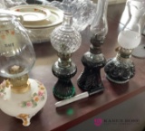 4 miniature oil lamps