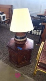 End table with decorative lamp