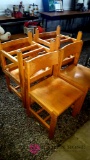 3 oak wooden chairs