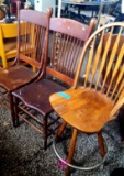 Vintage wooden chairs and Barstool