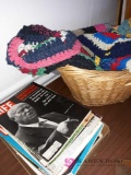 Basket of rag rugs and life magazines