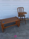 Wood high chair and folding table