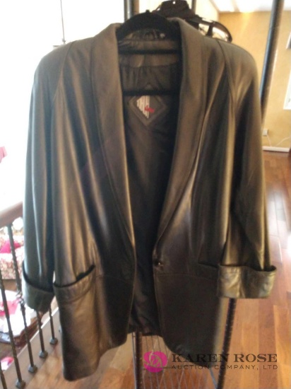 Petite large leather coat