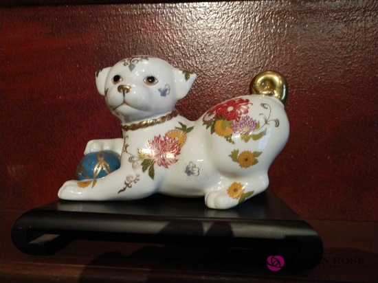 9 in hand painted fine porcelain the imperial puppy of satsuma