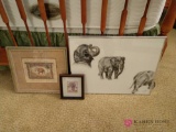 3 framed pictures of elephants b1