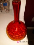 Hand blown crackle glass vase (office)