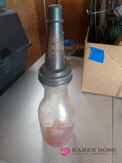 Vintage oil jar with spout