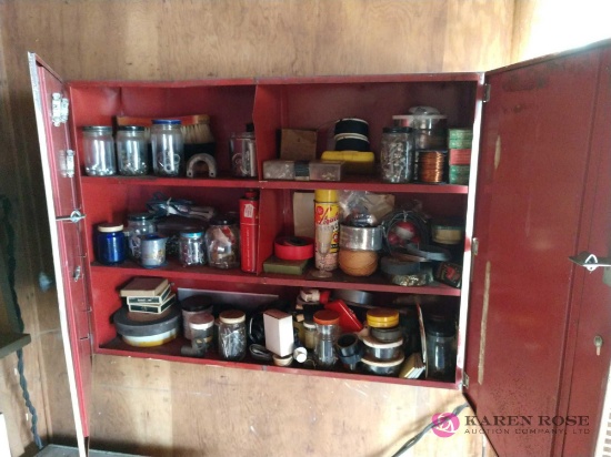 22 in by 30 in metal cabinet with contents