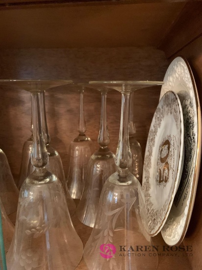 Shelf of clear glass stemware