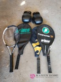 Tennis rackets and boxing gloves