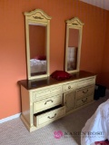 Large bedroom dresser with two mirrors