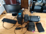Dell computer with monitor, keyboard, and label printer, and receipt printers