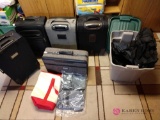 5 pieces of luggage and tote of carry-ons