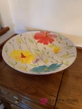 Large decorative glass bowl and cake plate