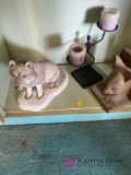 Stone wolf / cat bookends