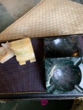 Marble figurine and ashtrays