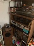 Shelf with stereo equipment Real to reel CDs cassette tapes