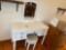 White painted vanity with mirror in stool