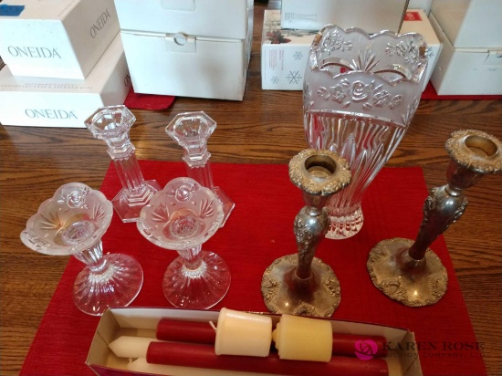 Crystal candle holders and plated candle holders
